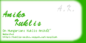 aniko kuklis business card